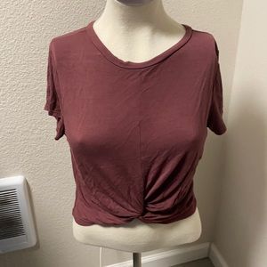 Maroon twist top crop top